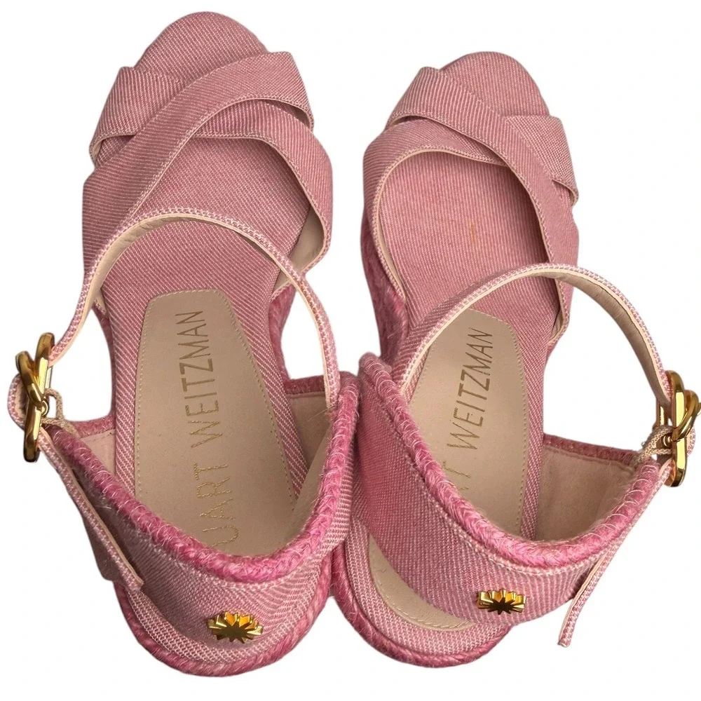 Stuart Weitzman Mirela II Pink Espadrille Wedges 5.5